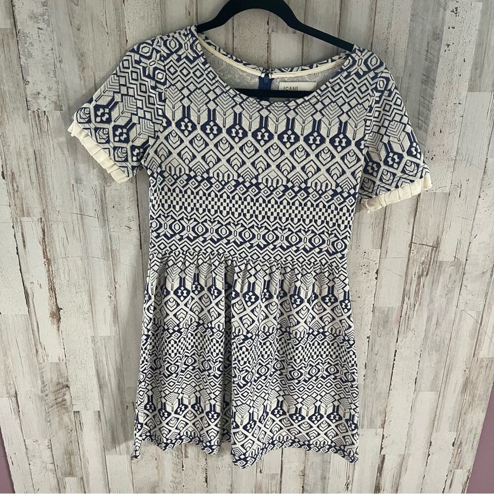 Isani For Target Blue Geometric Patterned Fit &‎ Flare Dress